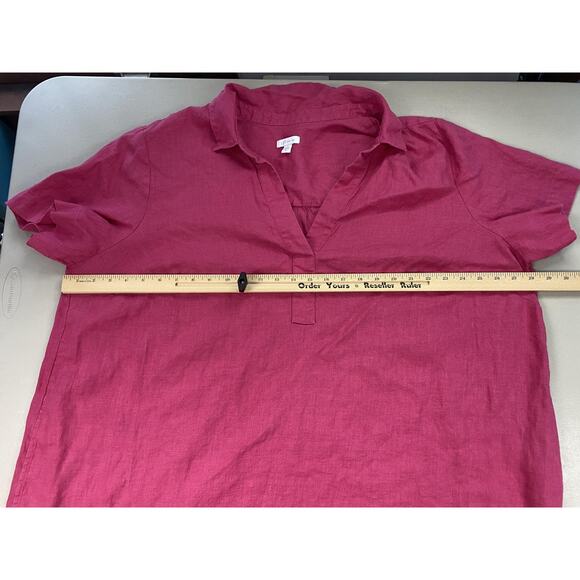 J Jill Love Linen Shirt Dress Womens 3X Pink Short Sleeve Pockets Flowy Coastal - Picture 9 of 16